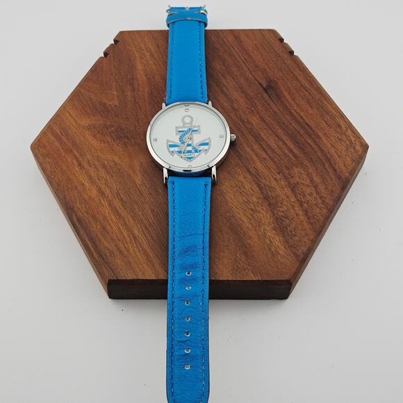 Accutime Women's Anchor Dial Watch Blue Nautical Coastal Fisherman Sailor Beachy - Picture 4 of 7